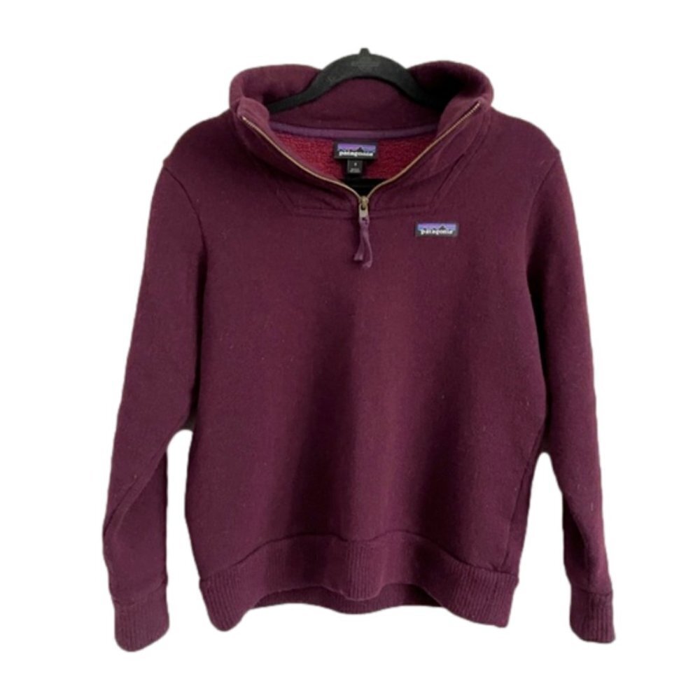 Patagonia Deep Plum Woolie Fleece 1/4 Zip Pullover Top - S ♻️ - Picture 10 of 11